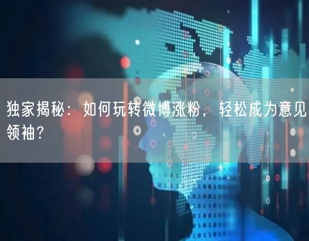 独家揭秘：如何玩转微博涨粉，轻松成为意见领袖？