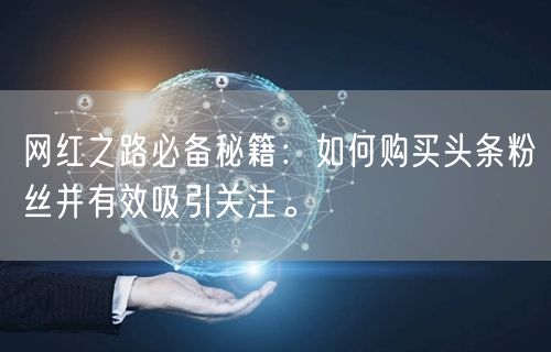 网红之路必备秘籍：如何购买头条粉丝并有效吸引关注。