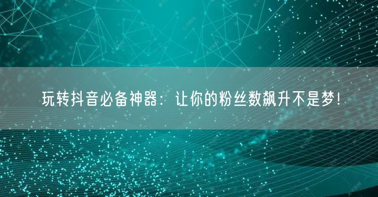 玩转抖音必备神器：让你的粉丝数飙升不是梦！