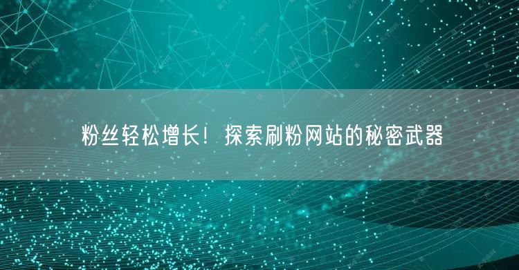 粉丝轻松增长！探索刷粉网站的秘密武器