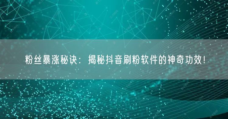 粉丝暴涨秘诀：揭秘抖音刷粉软件的神奇功效！