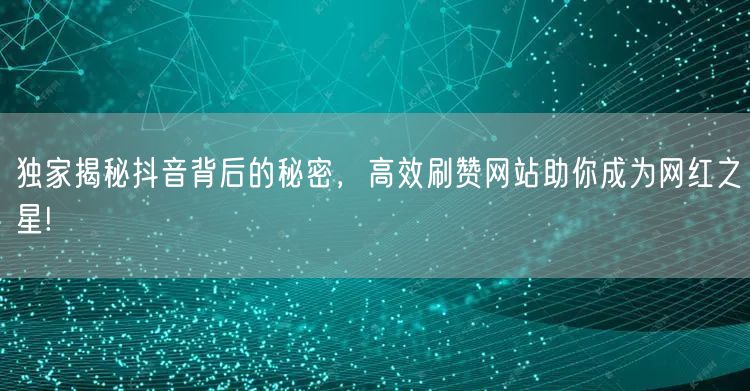 独家揭秘抖音背后的秘密，高效刷赞网站助你