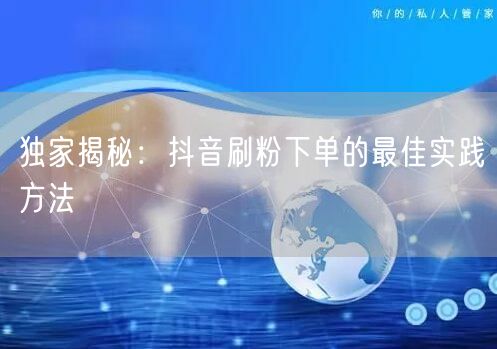 独家揭秘:抖音刷粉下单的最佳实践方法