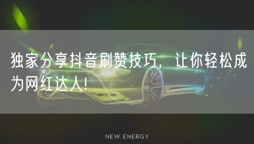 独家分享抖音刷赞技巧,让你轻松成为网红达人!