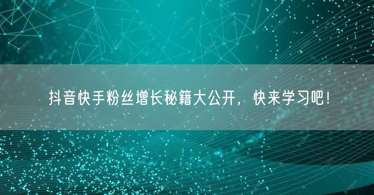 抖音快手粉丝增长秘籍大公开,快来学习吧!